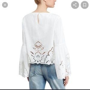 🌟 Ralph Lauren Eyelit bell sleeve poplin Top